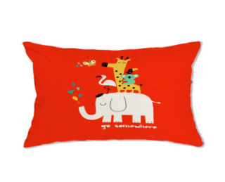 Picture of LUMBAR Throw Pillow Cushion with Inner Assorted (30cmx50cm) - Cushion 1689 (Animal Party)