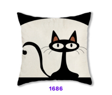 Picture of SQUARE Linen Cushion with Inner Assorted - Cushion 1686 (Black Cat)