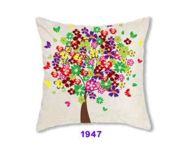 Picture of SQUARE Linen Cushion with Inner Assorted - Cushion 1947 (White Floral Tree)