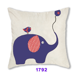 Picture of SQUARE Linen Cushion with Inner Assorted - Cushion 1792 (Elephant & Bird)