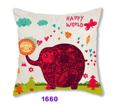 Picture of SQUARE Linen Cushion with Inner Assorted - Cushion HJJ01 (Red Elephant)