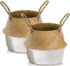 Picture of SEAGRASS Belly Basket/Floor Planter/Storage Belly Basket (White & Natural Two Tone) - Small