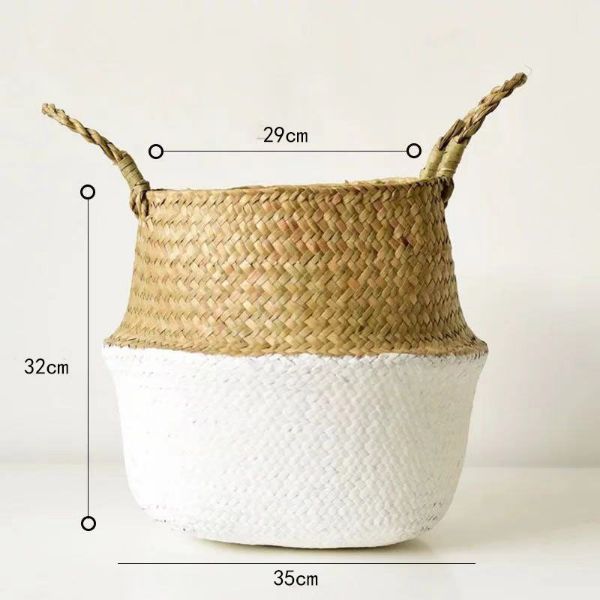 Picture of SEAGRASS Belly Basket/Floor Planter/Storage Belly Basket (White & Natural Two Tone) - Extra Large