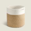 Picture of JUTE Rope Plant Basket/Storage Organizer (White & Natural) - Large Size