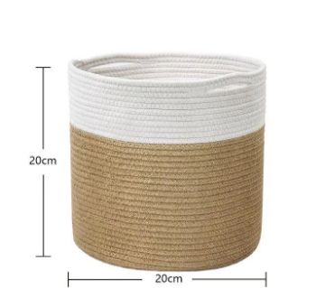 Picture of JUTE Rope Plant Basket/Storage Organizer (White & Natural) - Medium Size
