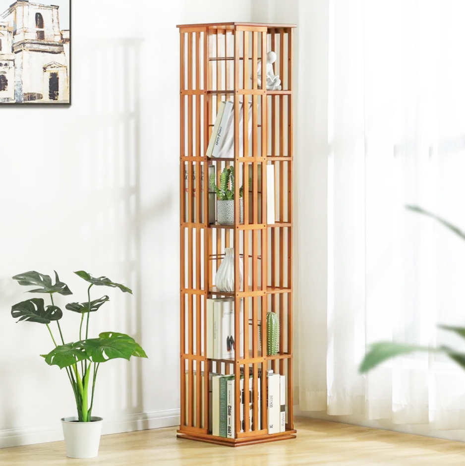 MINIMALIST 6 Layers Rotation Bookshelf (Natural Colour)
