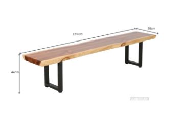 Picture of TASMAN Solid NZ Pine Wood 1.6M/1.8M/2.0M/2.2M/2.4M Bench (Live Edge)