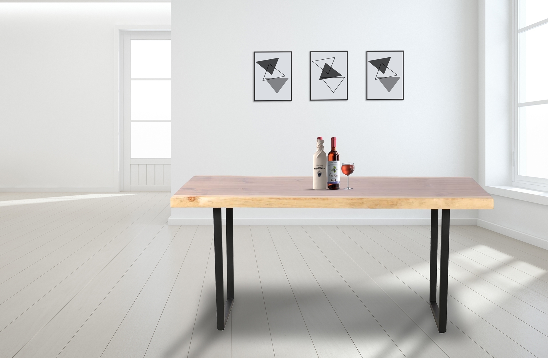 TASMAN Solid NZ Pine Wood 1.6M/1.8M/2.0M/2.2M/2.4M Dining Table (Live Edge)
