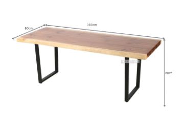 Picture of TASMAN Solid NZ Pine Wood 1.6M/1.8M/2.0M/2.2M/2.4M Dining Table (Live Edge)