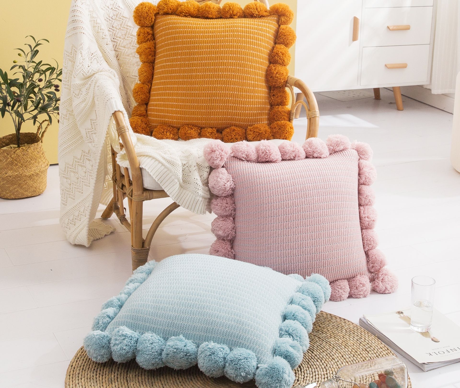 TASSEL HandKnitted Square Cushion with Inner (45cmx45cm)
