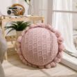 Picture of ROUND Hand-Knitted Tassel Cushion with Inner (Diameter 50cm) - Light Pink