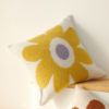 Picture of DAISY Floral Style Square Jacquard Cushion with Inner (45cmx45cm) - White Base Yellow Daisy