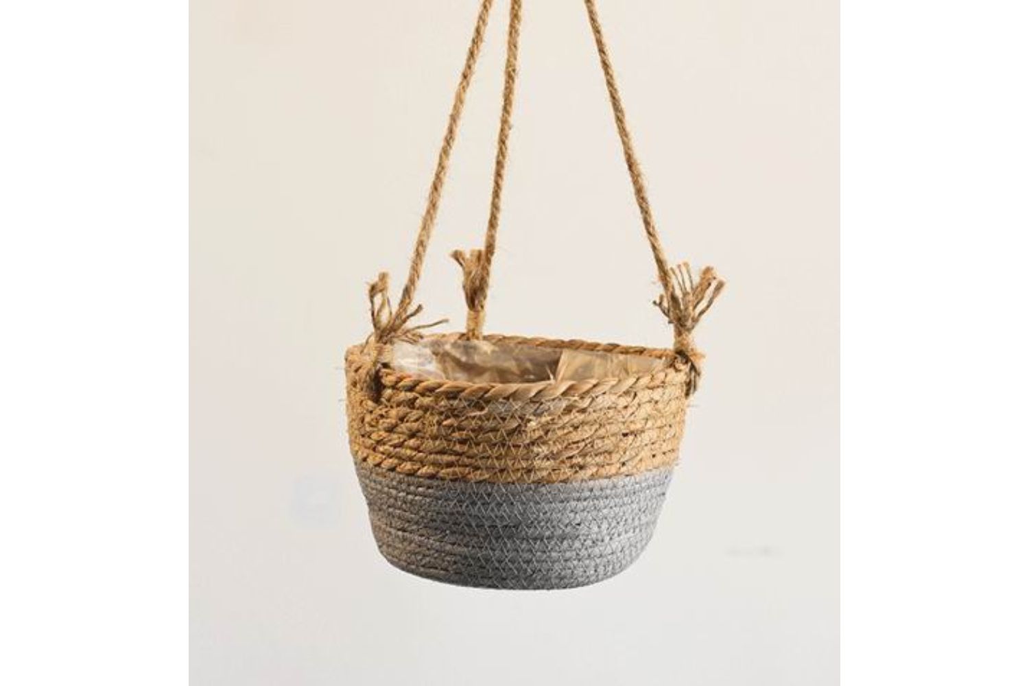 HANGING Natural Jute Rope Planter Basket (Grey Dip)