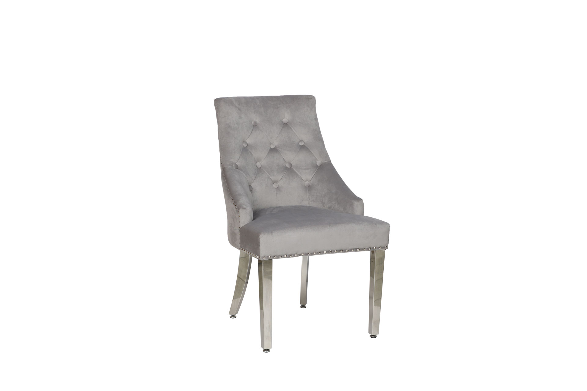 DARCY Velvet Dining Chair with Stainless Steel Legs (Grey)