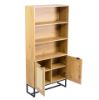 Picture of SAILOR 2-Door Bookshelf with Rattan (Oak Colour)