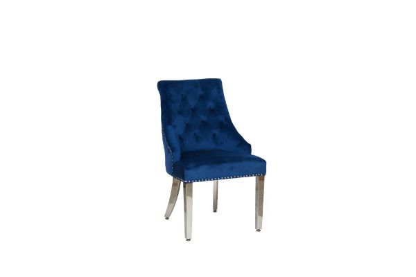 Picture of DARCY Velvet Dining Chair with Stainless Steel Legs (Blue)