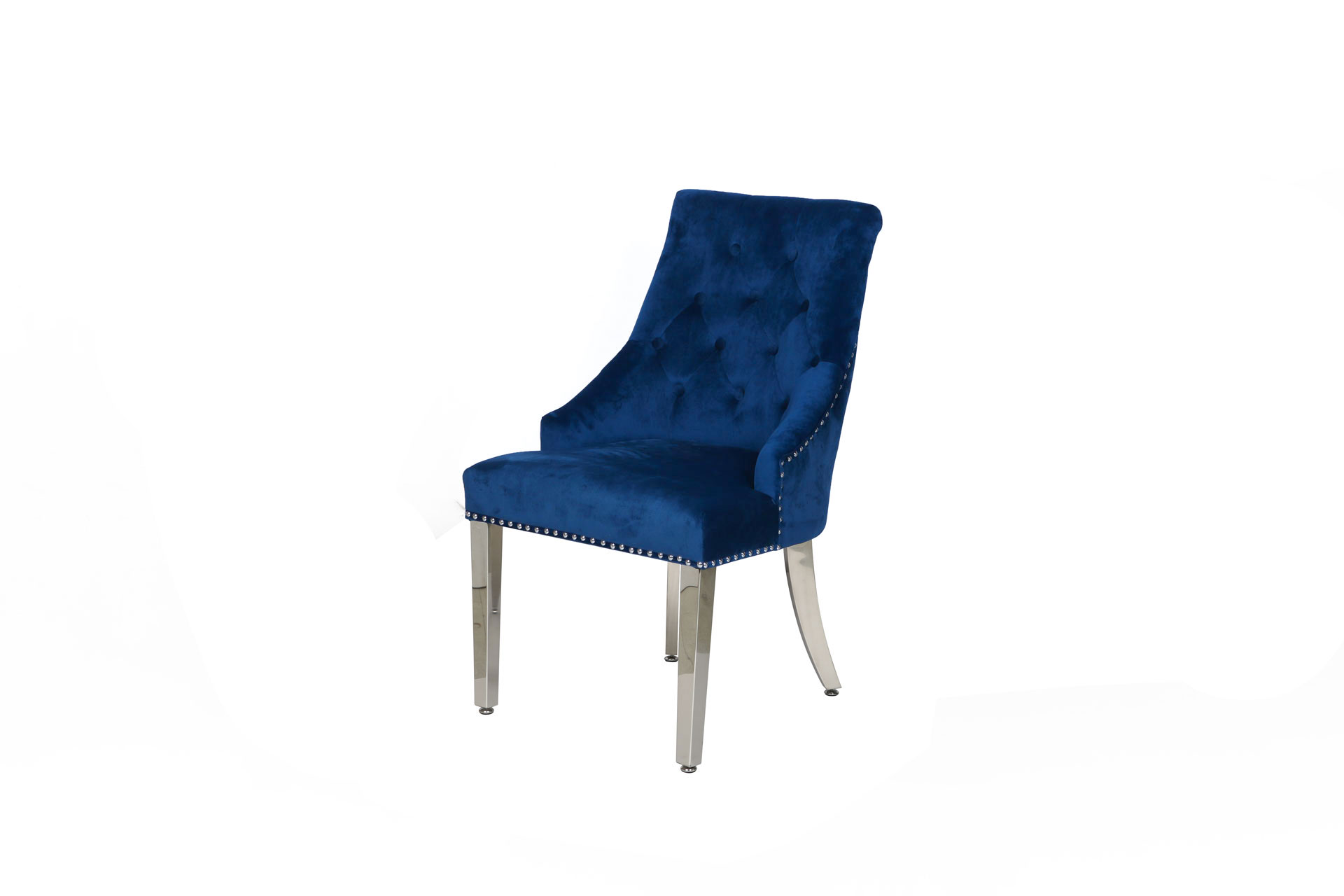 DARCY Velvet Dining Chair with Stainless Steel Legs (Blue)