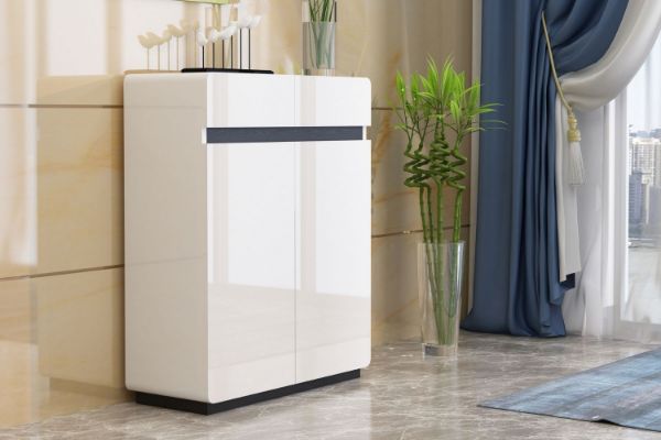 Picture of DETROIT 2-Drawer 2-Door Shoe Cabinet (High Gloss White)