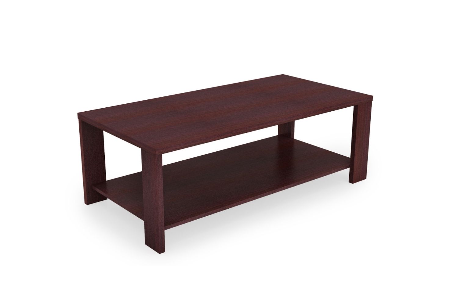 DENVER Coffee Table with Bottom Shelf (Mahogany)
