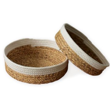 Picture of Jute Rope Bread basket/ Fruit basket *Natural & White  Two Tone - Small Dia 28