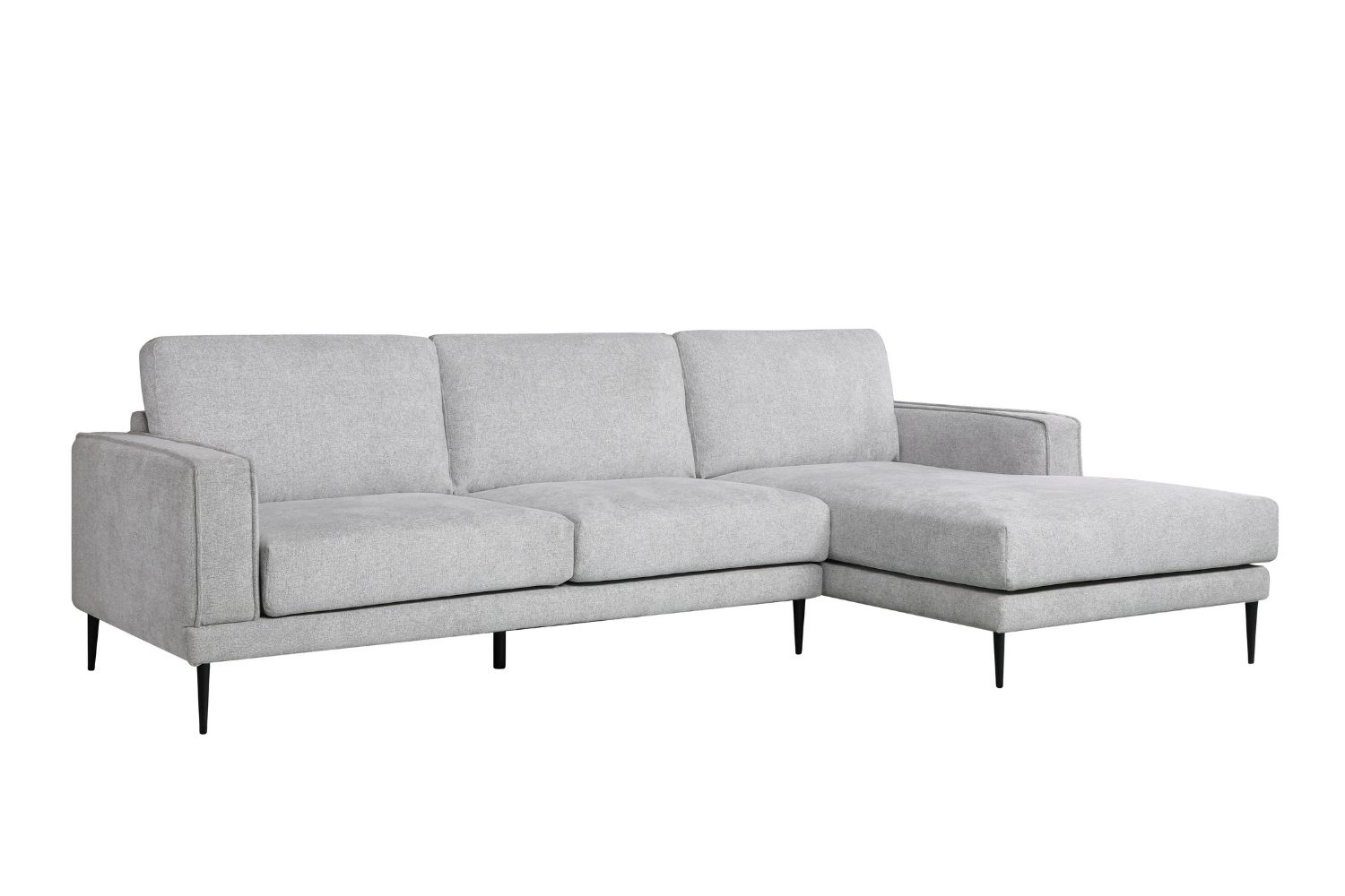 LONG ISLAND Sectional Fabric Sofa (Light Grey) Chaise Facing Left