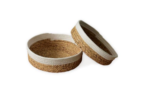 Picture of JUTE ROPE Two-Tone Bread basket/ Fruit basket (Natural & White) 