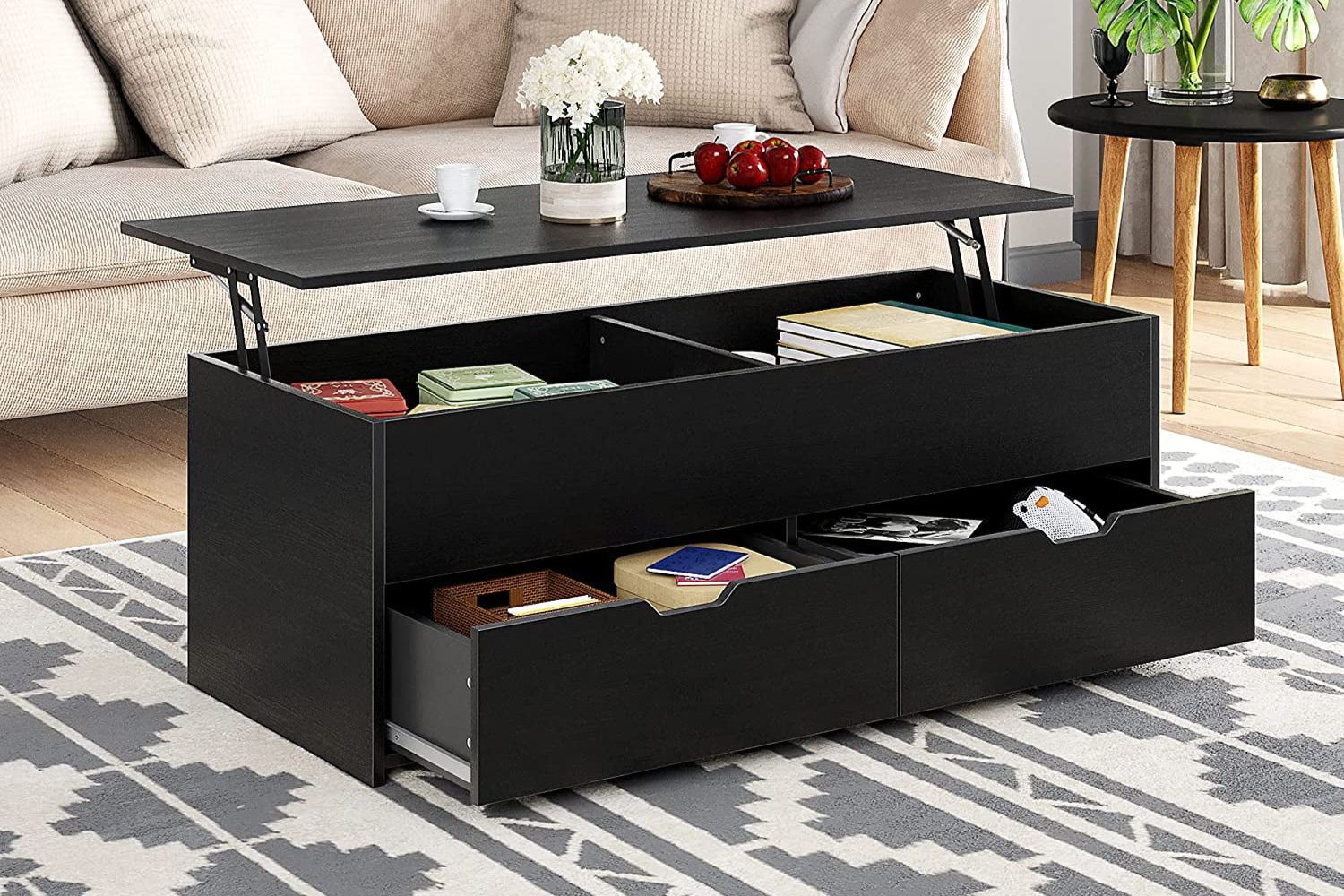 LENNART Lift-Top Coffee Table with Drawer (Black)