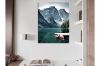 Picture of CANOES IN THE LAKE - Frameless Canvas Print Wall Art (80cm x 60cm)
