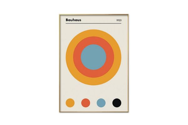 Picture of BAUHAUS CIRCLE POSTER (1919) - Wood Colour Framed Canvas Print Wall Art (80cm x 60cm)