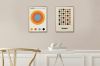 Picture of BAUHAUS DOTS POSTER - Wood Colour Framed Canvas Print Wall Art (80cm x 60cm)