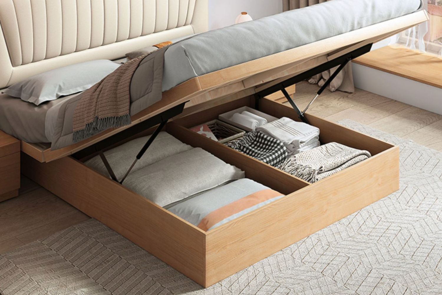 YORU Japanese Bed Base with LiftUp Storage in Queen/Super King Size