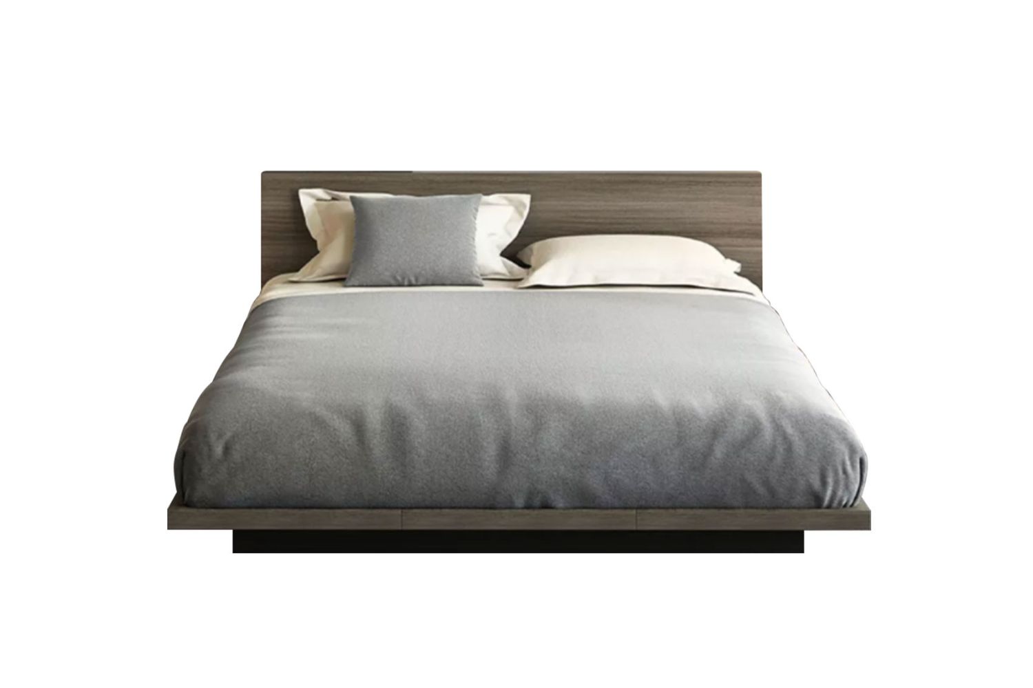 YORU Japanese Bed Base with Headboard (Dark Grey) Queen