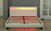 Picture of MOBBY Queen Size Air Leather Platform Bed Frame with LED Headboard (White)