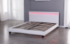 Picture of MOBBY Queen Size Air Leather Platform Bed Frame with LED Headboard (White)