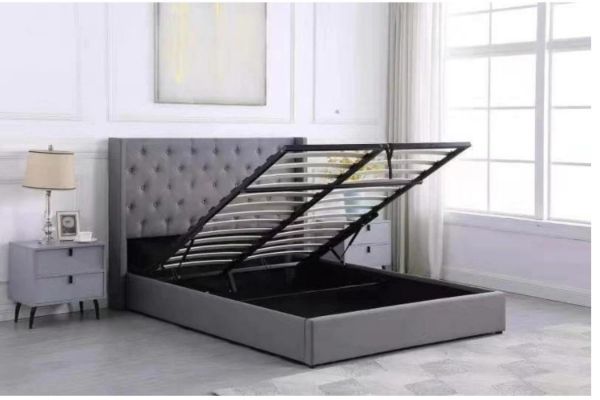 Picture of LOUIS Double Size Gas-Lift Fabric  Bed Frame