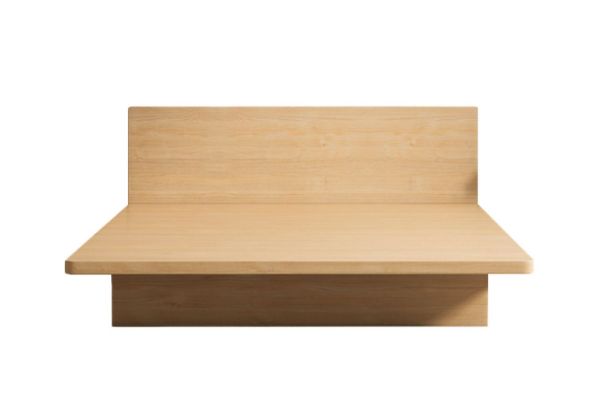 Picture of YORU Japanese Bed Base with Headboard (Natural) (All Solid Wood) - Super King