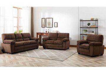 Picture of MAXX Microsuede Fabric (Brown) - 3+2+1 Sofa Set