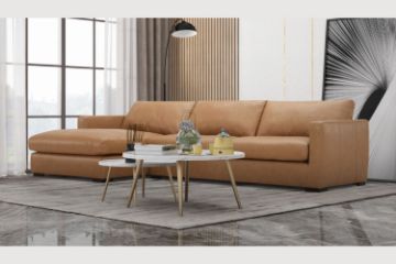 Picture of MAIA Feather Filled Sectional 100% Oil Waxed Leather Sofa