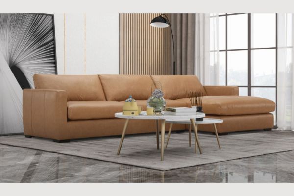 Picture of MAIA Sectional Top Vintage Leather Chaise Facing Right Sofa