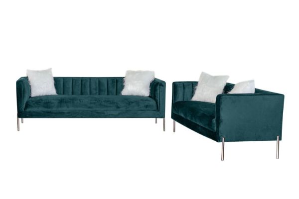 Picture of LARKIN Velvet Sofa Range (Green) - 3+2 Sofa Set
