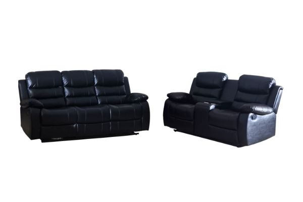 Picture of ALESSANDRO Air Leather Reclining Sofa Range (Black) - 3RR+2RRC Sofa Set