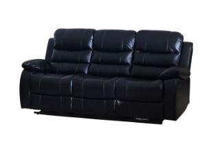 Picture of ALESSANDRO Air Leather Reclining Sofa Range (Black) - 3RR