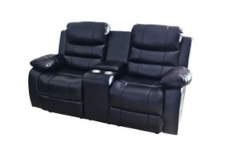 Picture of ALESSANDRO Air Leather Reclining Sofa Range (Black) - 2 Seat with Console (2RRC)