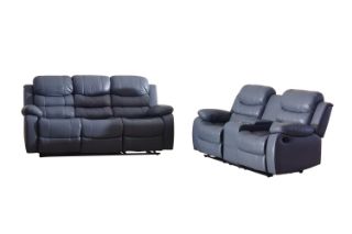 Picture of ALESSANDRO Air Leather Reclining Sofa Range (Grey) - 3RR+2RRC Sofa Set