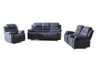 Picture of ALESSANDRO Air Leather Reclining Sofa Range (Grey) - 3RR+2RRC+1R Sofa Set