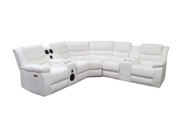 Picture of MODENA Air Leather Sectional Power Reclining Sofa with LED & Speaker (White)