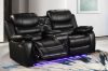 Picture of MODENA Reclining Sofa with LED & Speaker (Black) - 2 Seat with Console & Bluetooth Speaker (2RRC)