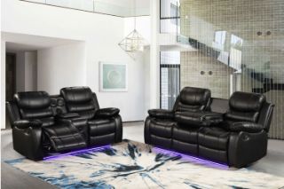 Picture of MODENA Reclining Sofa with LED & Speaker (Black) - 3RR+2RRC Sofa Set