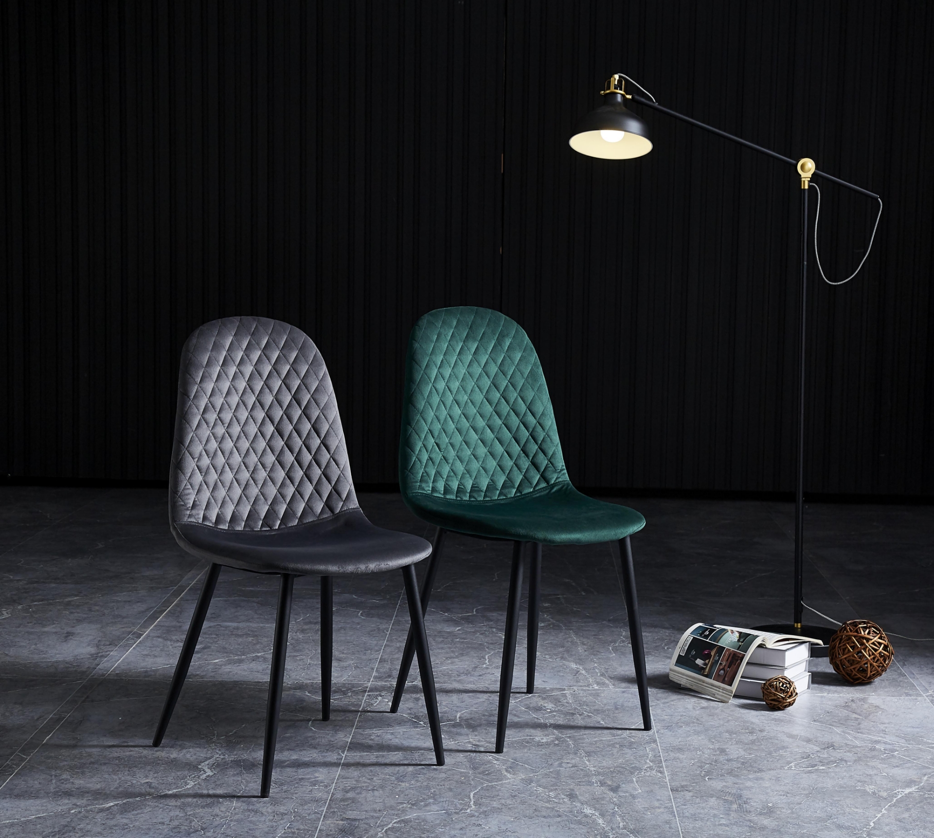 BRETTA Velvet Dining Chair (Grey)