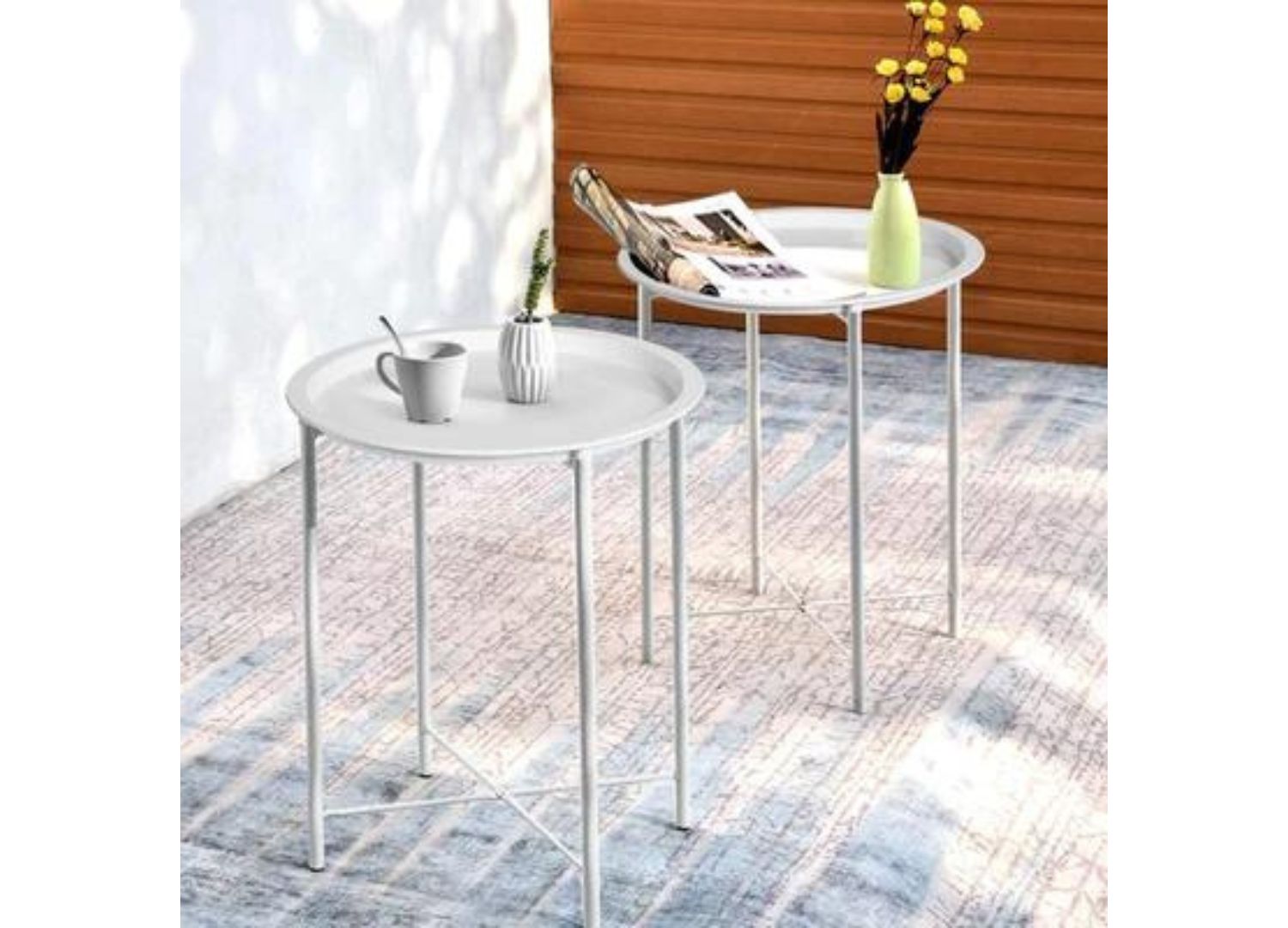 AZUMI Removable Tray Side Table (White)